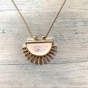 Half Circle Sunburst Necklace-Light Pink